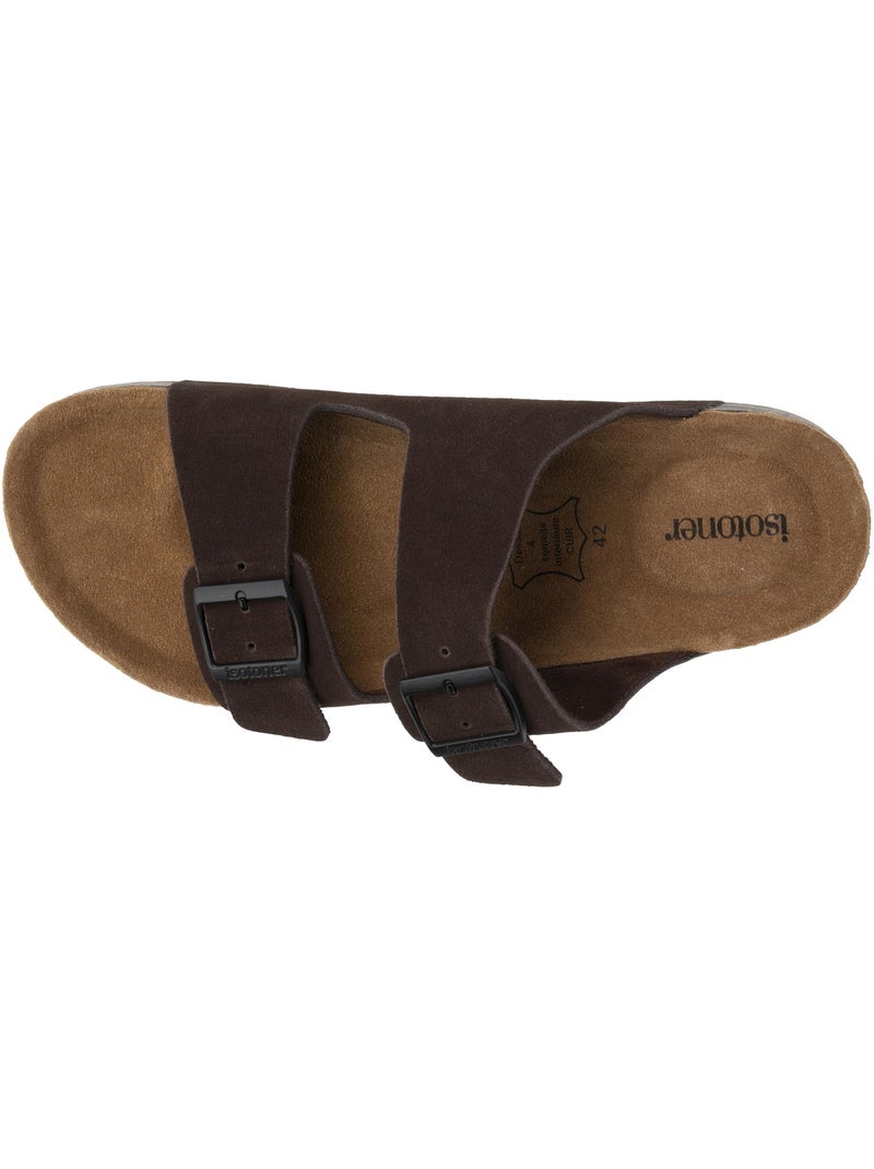 Sandales à doubles brides ultra confortables, semelle intérieure cuir  isotoner Marron - Kiabi