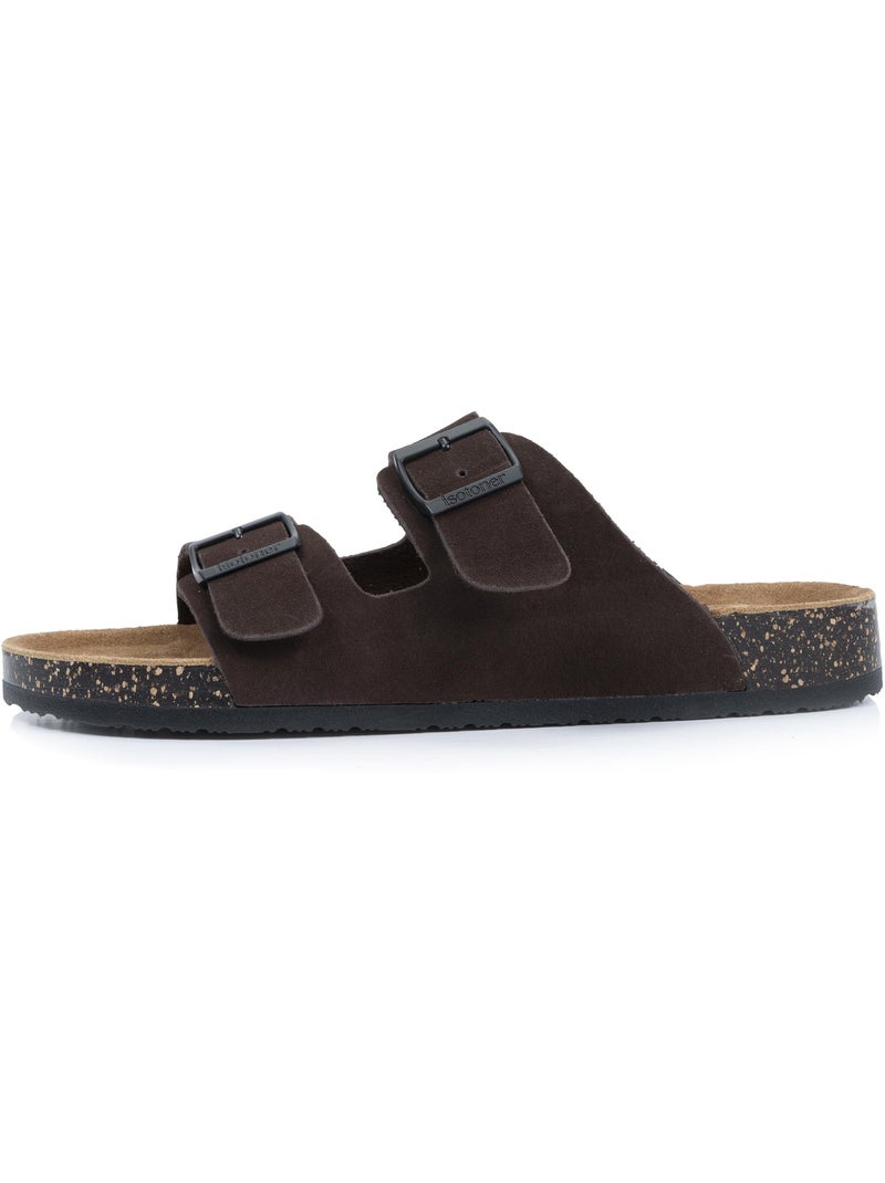 Sandales à doubles brides ultra confortables, semelle intérieure cuir  isotoner Marron - Kiabi