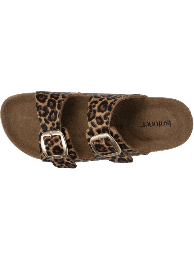 Sandales à doubles brides ultra confortables, semelle intérieure cuir  isotoner Noir Marron - Kiabi