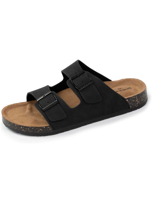 Sandales à doubles brides ultra confortables, semelle intérieure cuir  isotoner - Kiabi