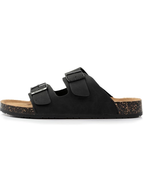 Sandales à doubles brides ultra confortables, semelle intérieure cuir  isotoner - Kiabi