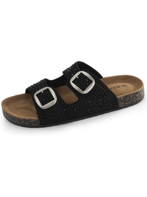 Sandales à doubles brides ultra confortables, semelle intérieure cuir  isotoner - Kiabi