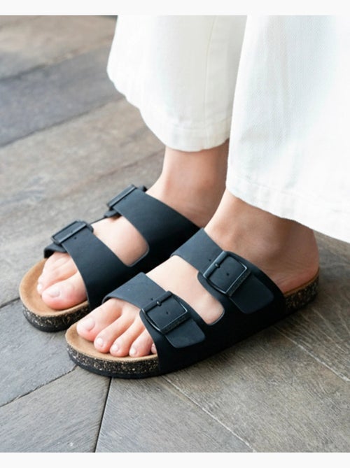 Sandales à doubles brides ultra confortables, semelle intérieure cuir  isotoner - Kiabi
