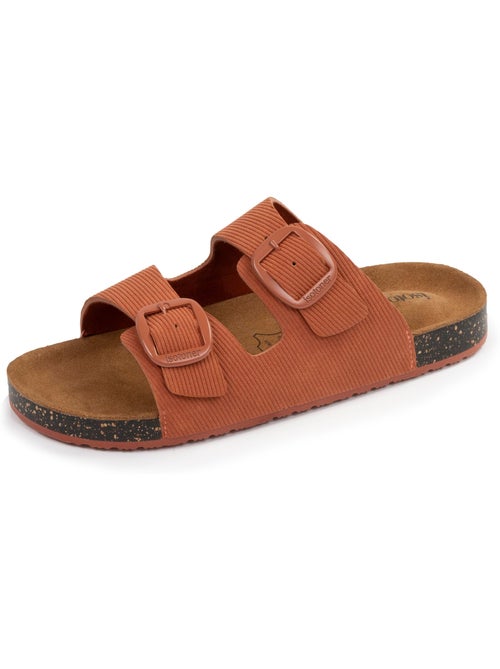 Sandales à doubles brides ultra confortables, semelle intérieure cuir  isotoner - Kiabi