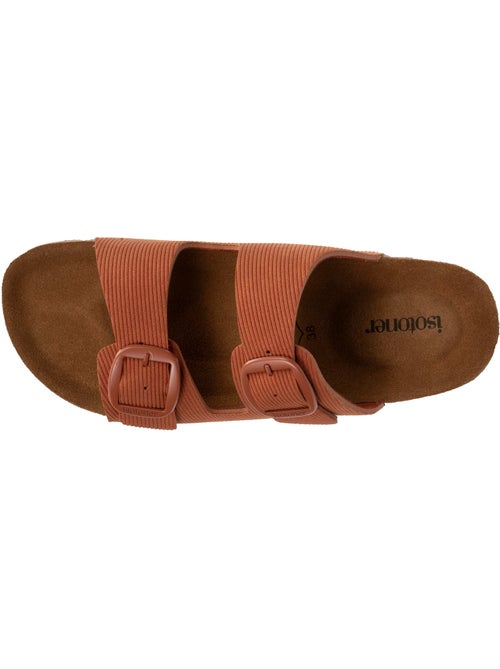 Sandales à doubles brides ultra confortables, semelle intérieure cuir  isotoner - Kiabi