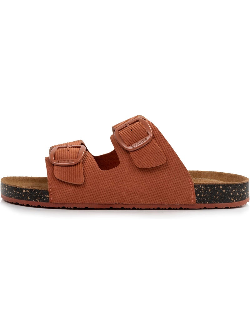 Sandales à doubles brides ultra confortables, semelle intérieure cuir  isotoner Orange/Rouge - Kiabi