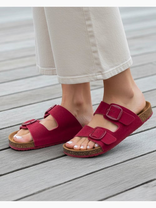 Sandales à doubles brides ultra confortables, semelle intérieure cuir  isotoner - Kiabi