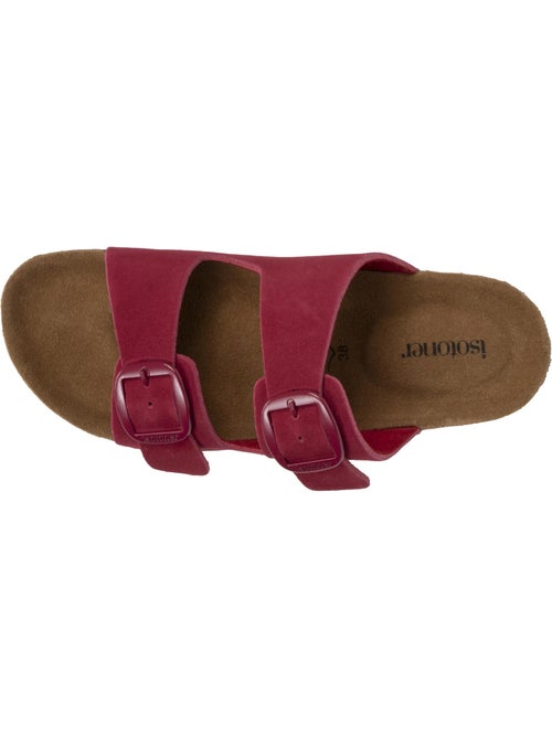 Sandales à doubles brides ultra confortables, semelle intérieure cuir  isotoner - Kiabi