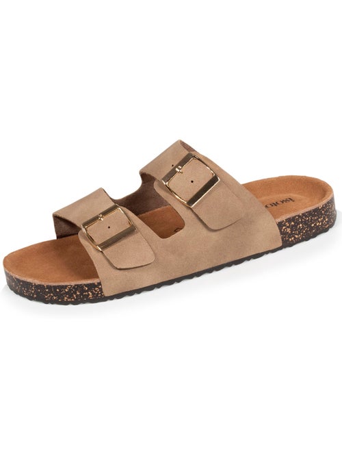 Sandales à doubles brides ultra confortables, semelle intérieure cuir  isotoner - Kiabi