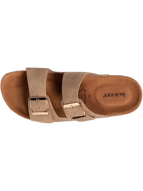 Sandales à doubles brides ultra confortables, semelle intérieure cuir  isotoner - Kiabi