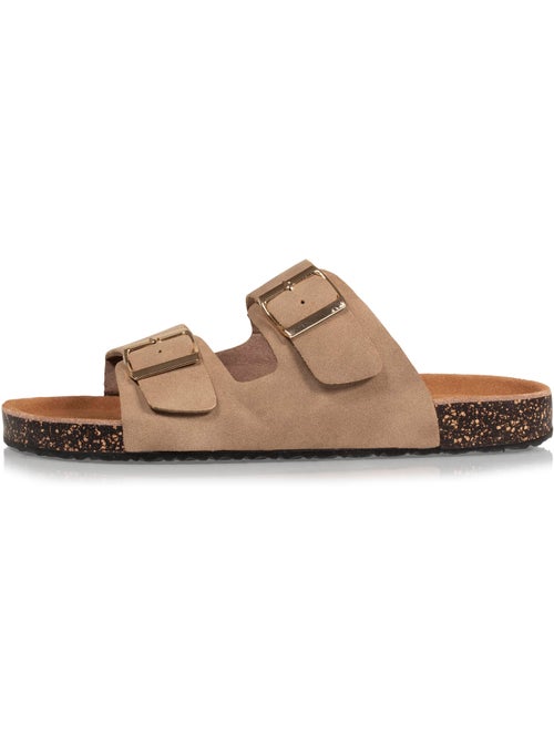 Sandales à doubles brides ultra confortables, semelle intérieure cuir  isotoner - Kiabi