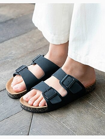 Sandales à doubles brides ultra confortables, semelle intérieure cuir