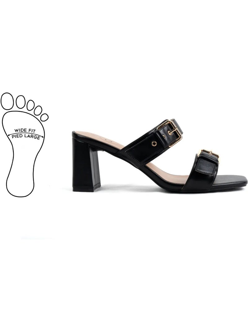 Sandales à enfiler pieds larges h - iza Noir - Kiabi