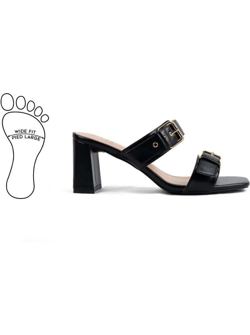 Sandales à enfiler pieds larges H - Iza Noir - Kiabi