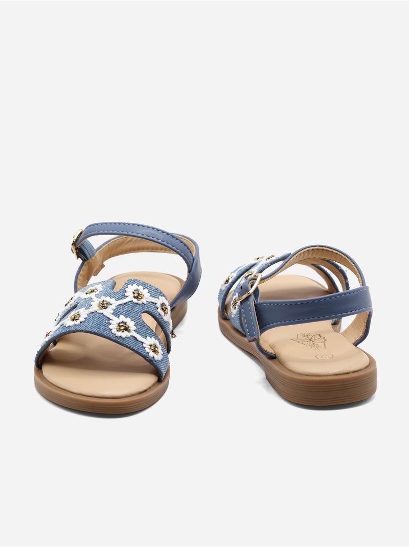 Sandales à fleurs Bleu - Kiabi