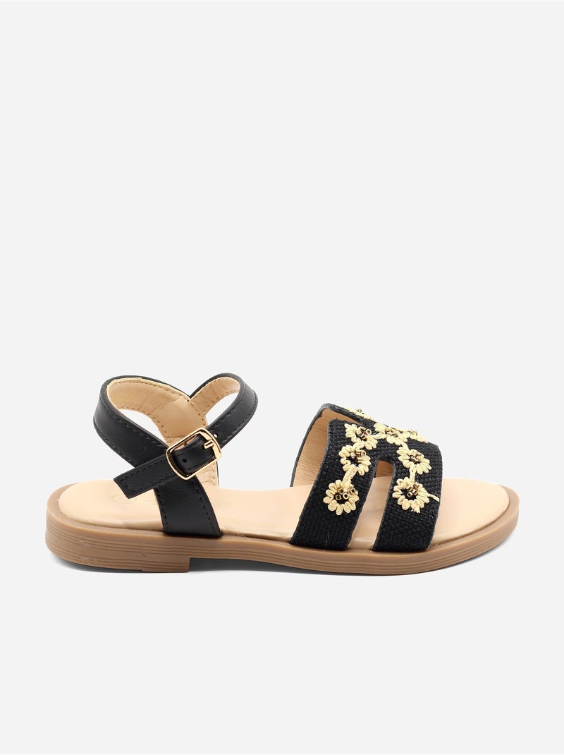 Sandales à fleurs Noir - Kiabi