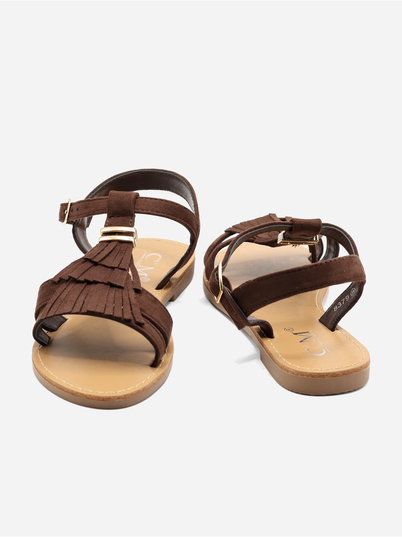 Sandales à franges - C M Marron - Kiabi