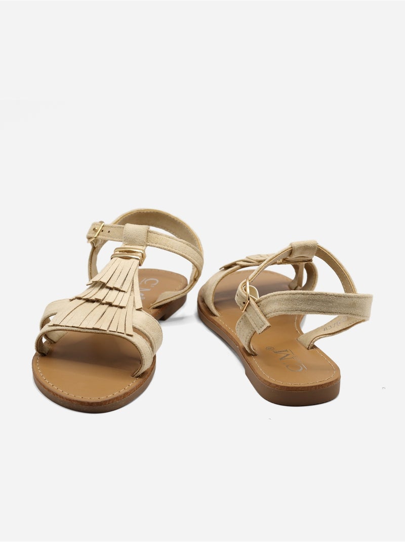 Sandales à franges Beige - Kiabi