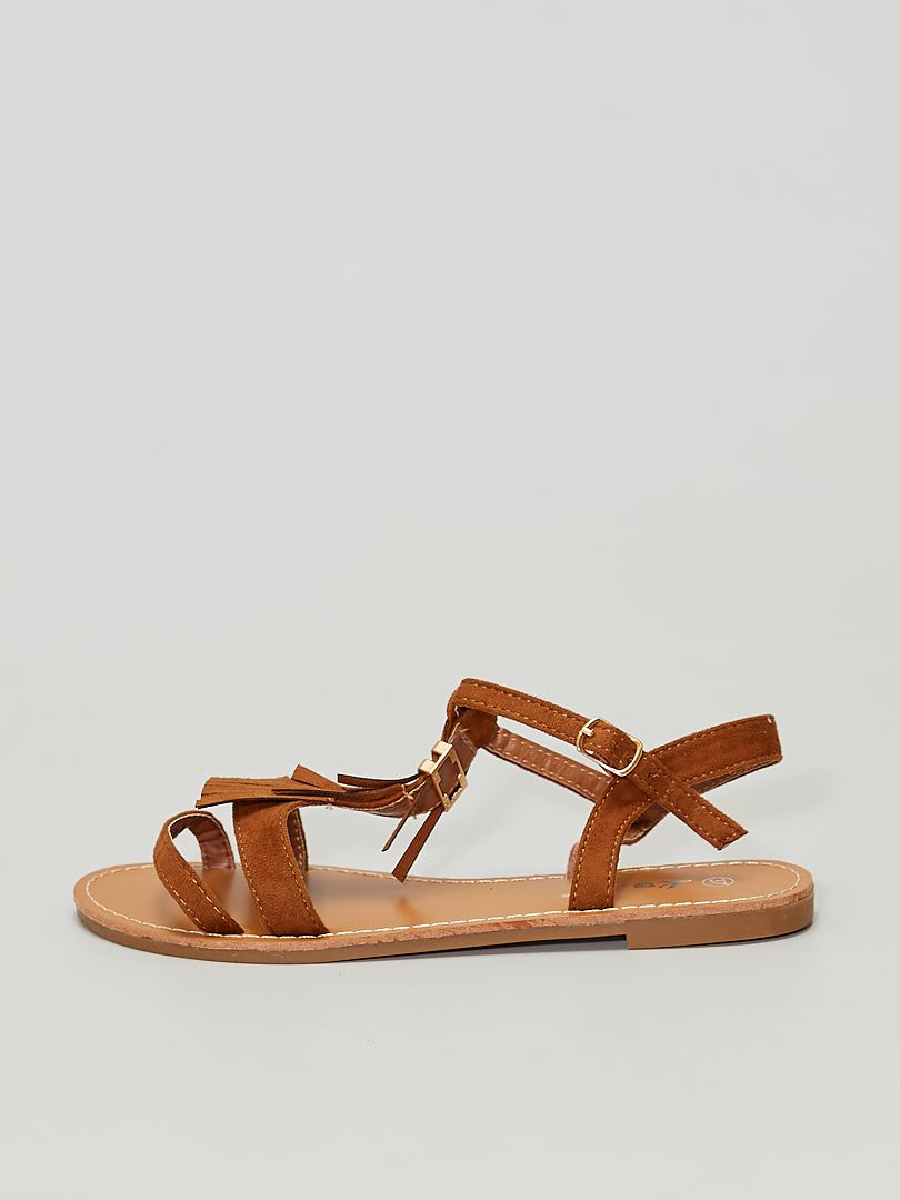 Sandales à franges camel - Kiabi