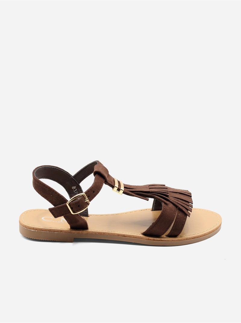 Sandales à franges Marron - Kiabi