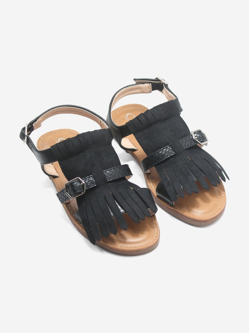 Sandales à franges Noir - Kiabi