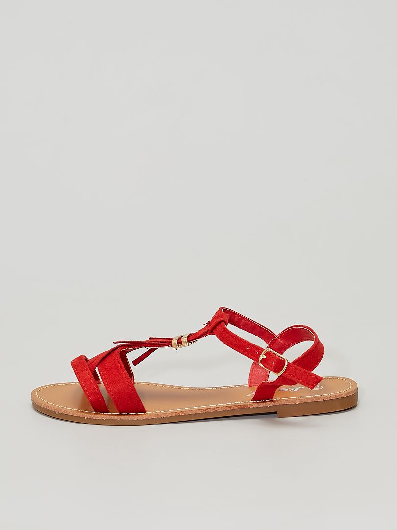 Sandales à franges rouge - Kiabi