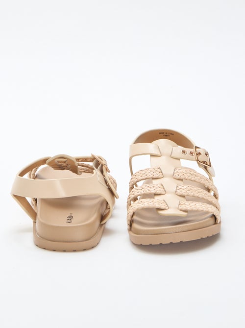 Sandales à lanières en paille - Kiabi