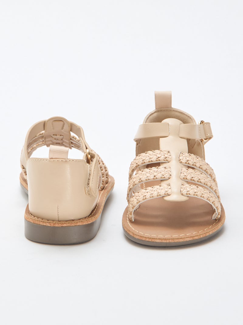 Sandales à lanières 'paille' Beige - Kiabi