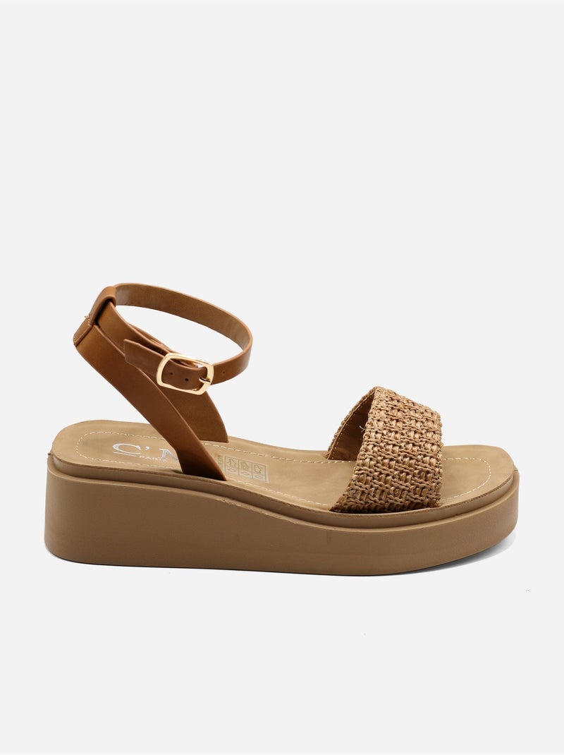 Sandales à large bride tressée - C M Camel - Kiabi