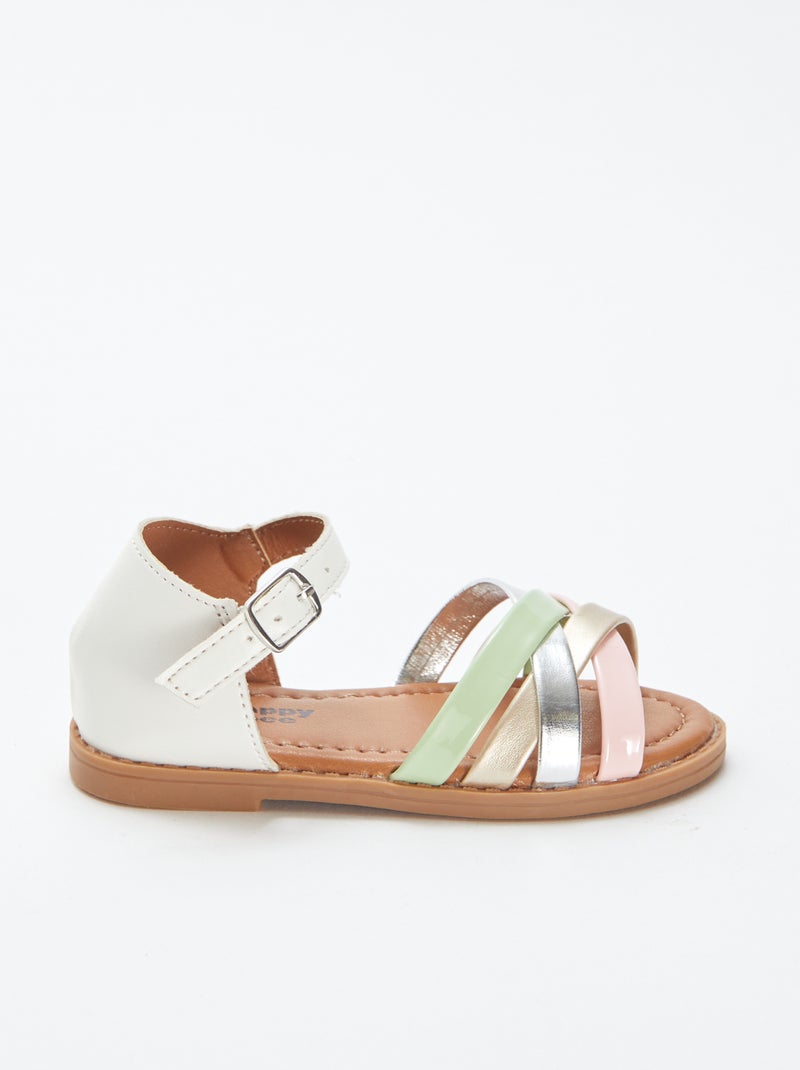 Sandales à multi-brides colorées BLANC - Kiabi