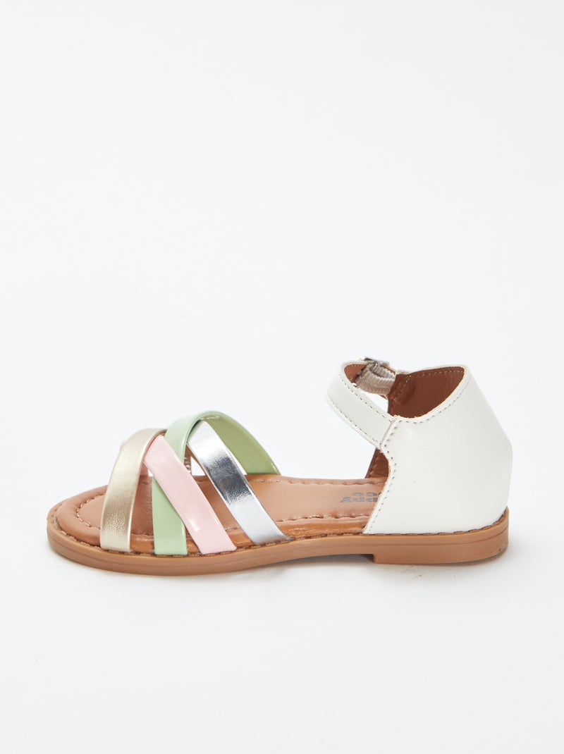 Sandales à multi-brides colorées BLANC - Kiabi