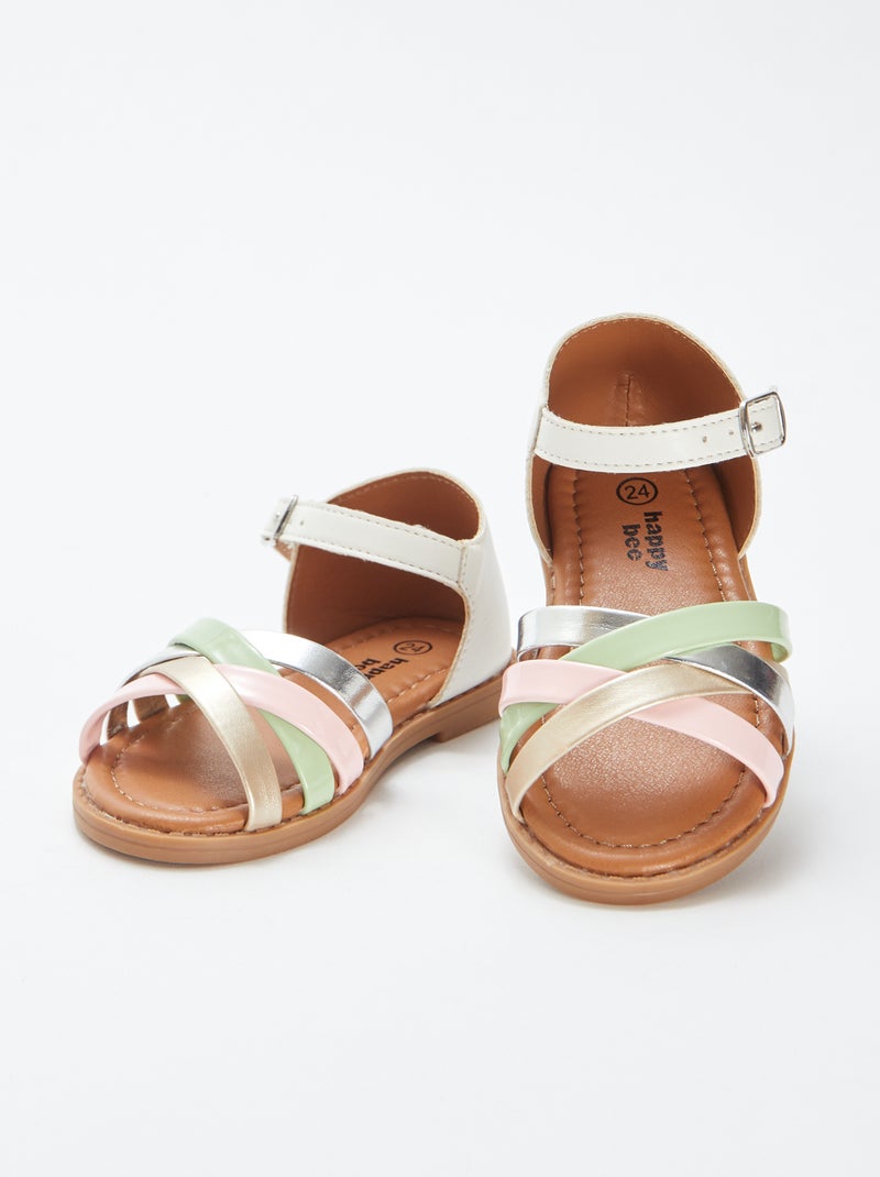 Sandales à multi-brides colorées BLANC - Kiabi