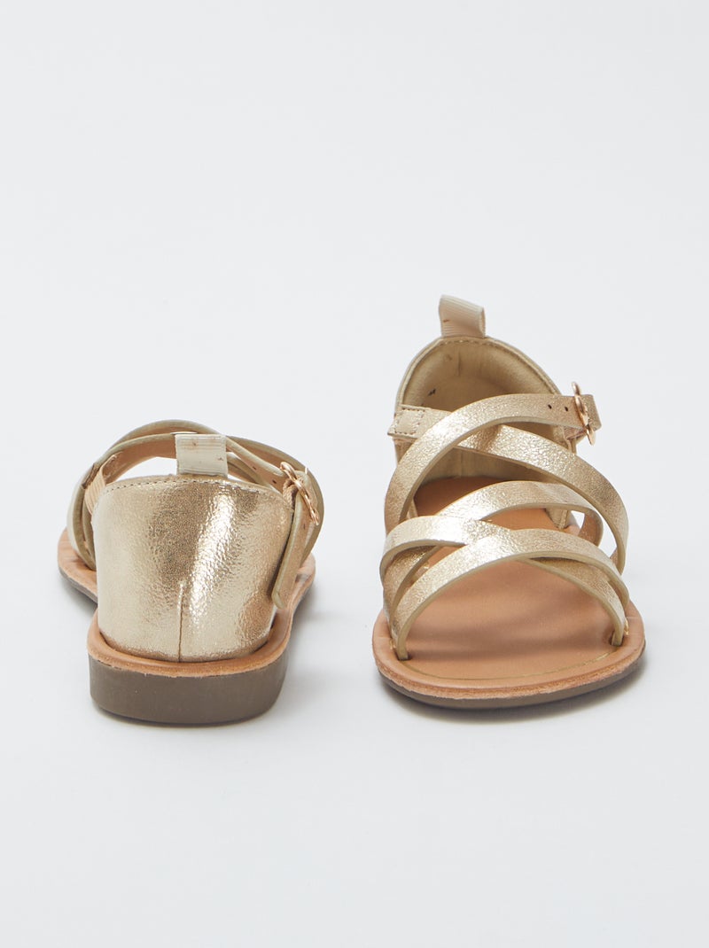 Sandales à multiples brides croisées Doré - Kiabi