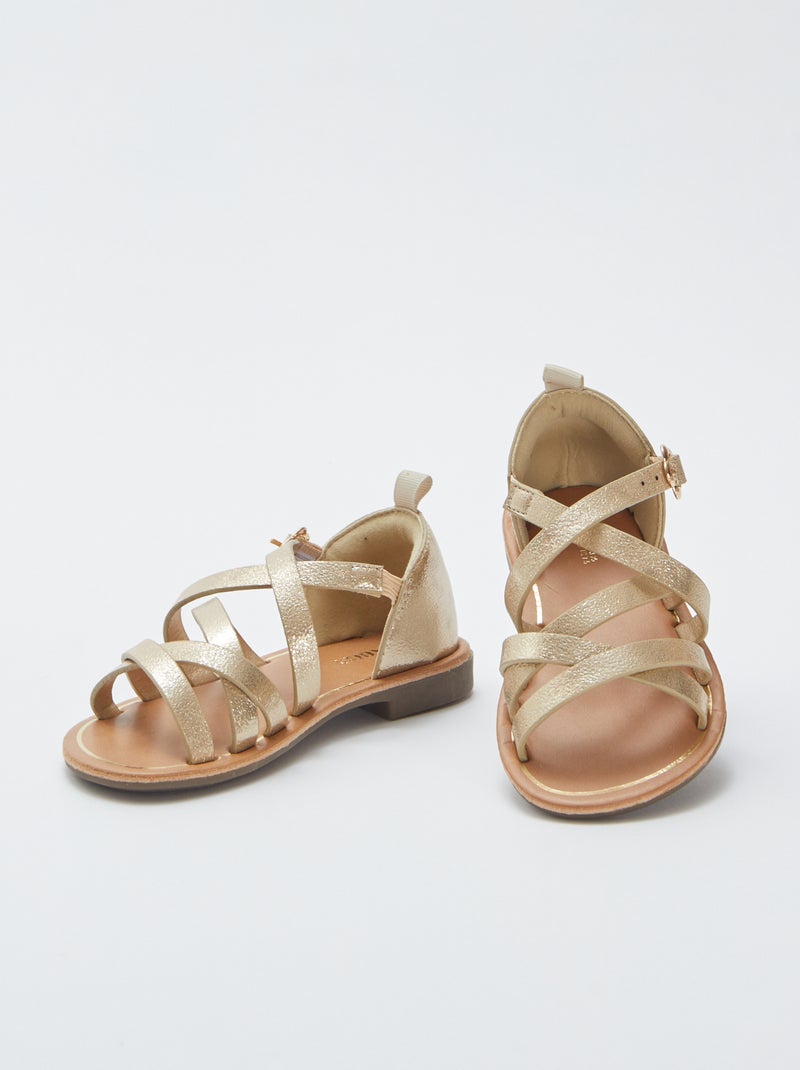 Sandales à multiples brides croisées Doré - Kiabi