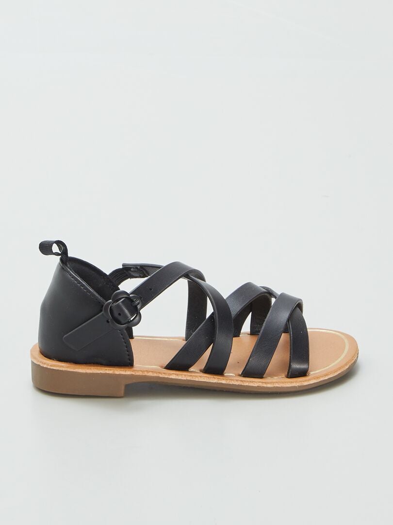 Sandales en suédine multi brides - Noir