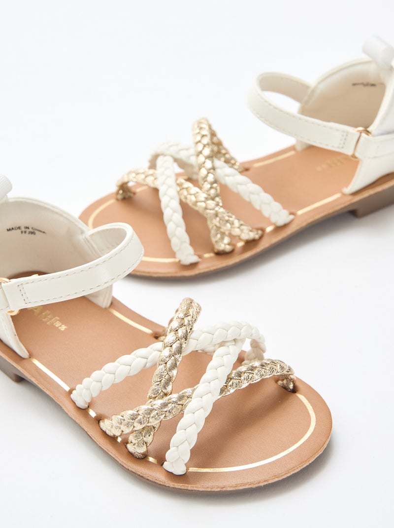 Sandales à multiples brides tressées Blanc - Kiabi