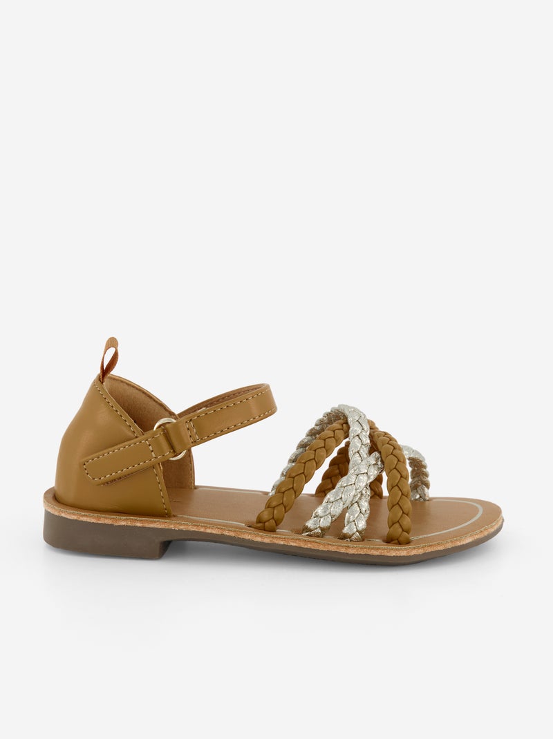 Sandales à multiples brides tressées Marron - Kiabi