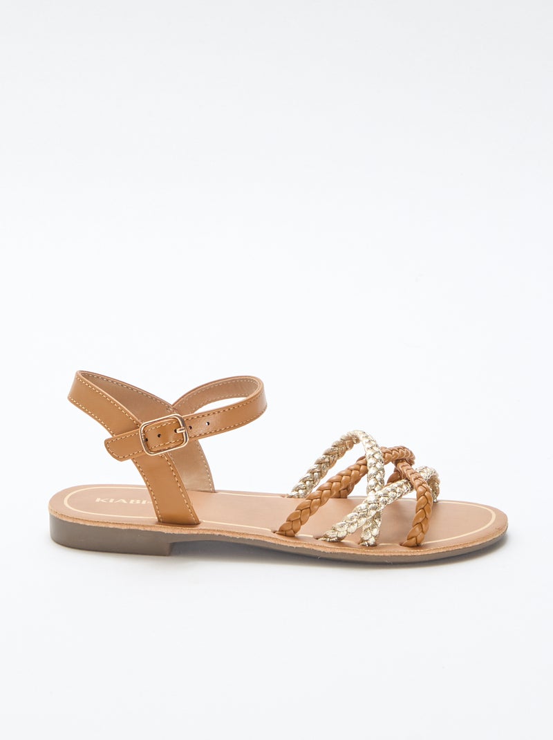 Sandales à multiples brides tressées Marron - Kiabi