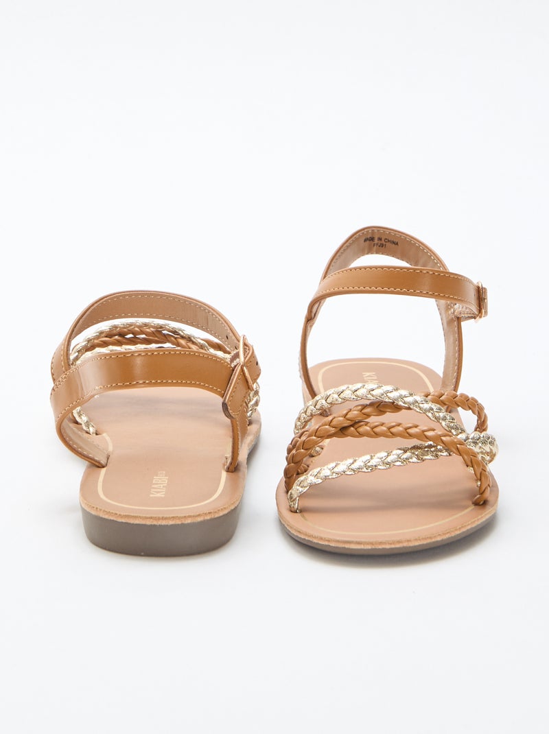 Sandales à multiples brides tressées Marron - Kiabi