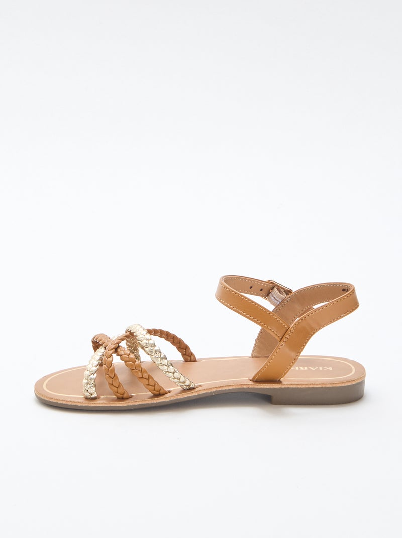 Sandales à multiples brides tressées Marron - Kiabi