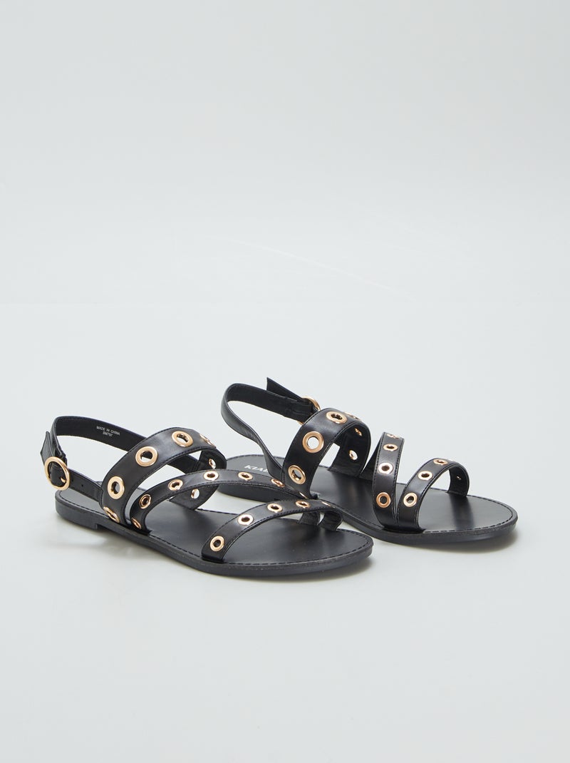 Sandales à oeillets Noir - Kiabi