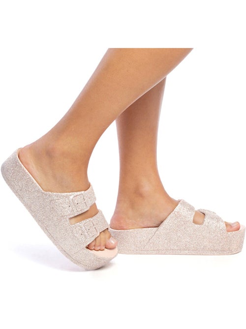 Sandales à paillette compensées Femme - Kiabi