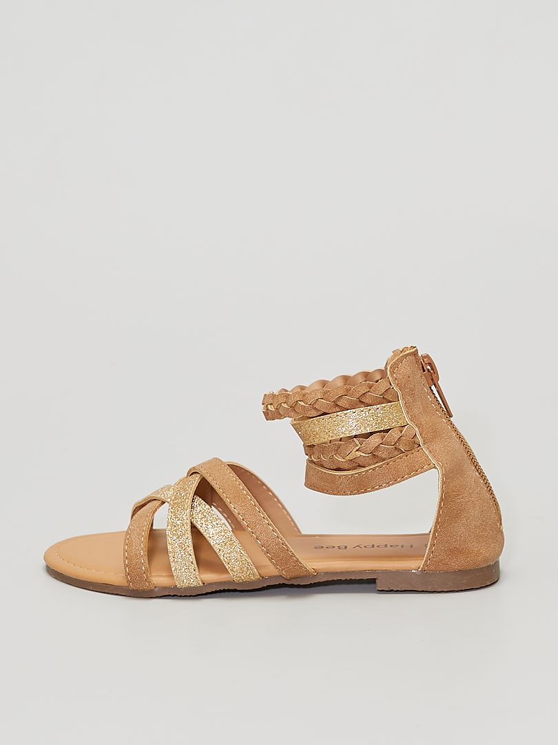 Sandales à paillettes dorés brun - Kiabi