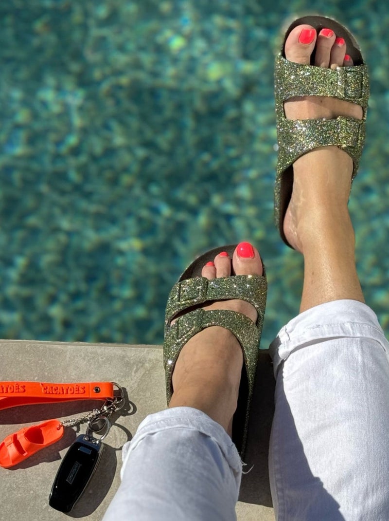 Sandales à Paillettes Pour Adulte Trancoso Kaki - Kiabi