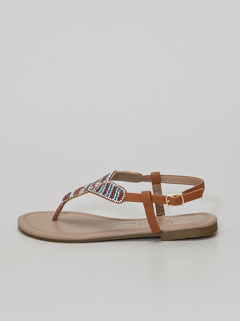 Sandales à perles beige - Kiabi