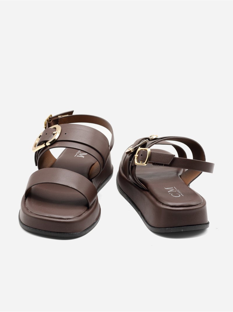 Sandales à plateforme - C M Marron - Kiabi