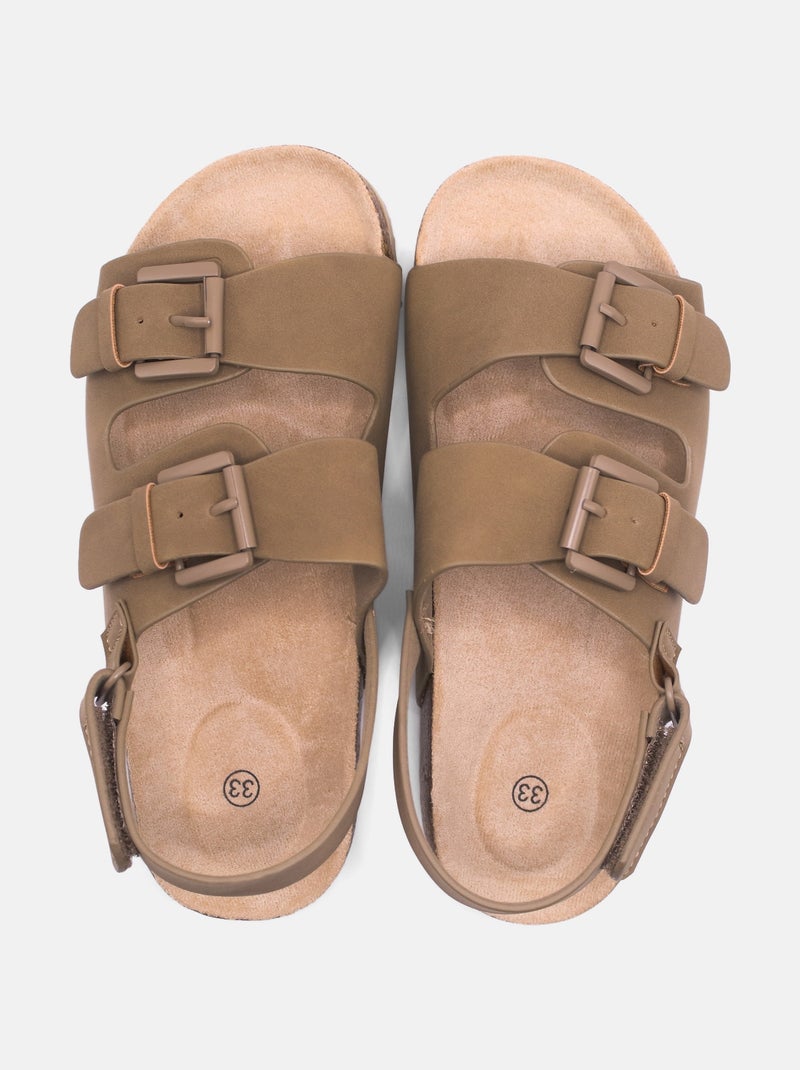 Sandales à scratch Camel - Kiabi