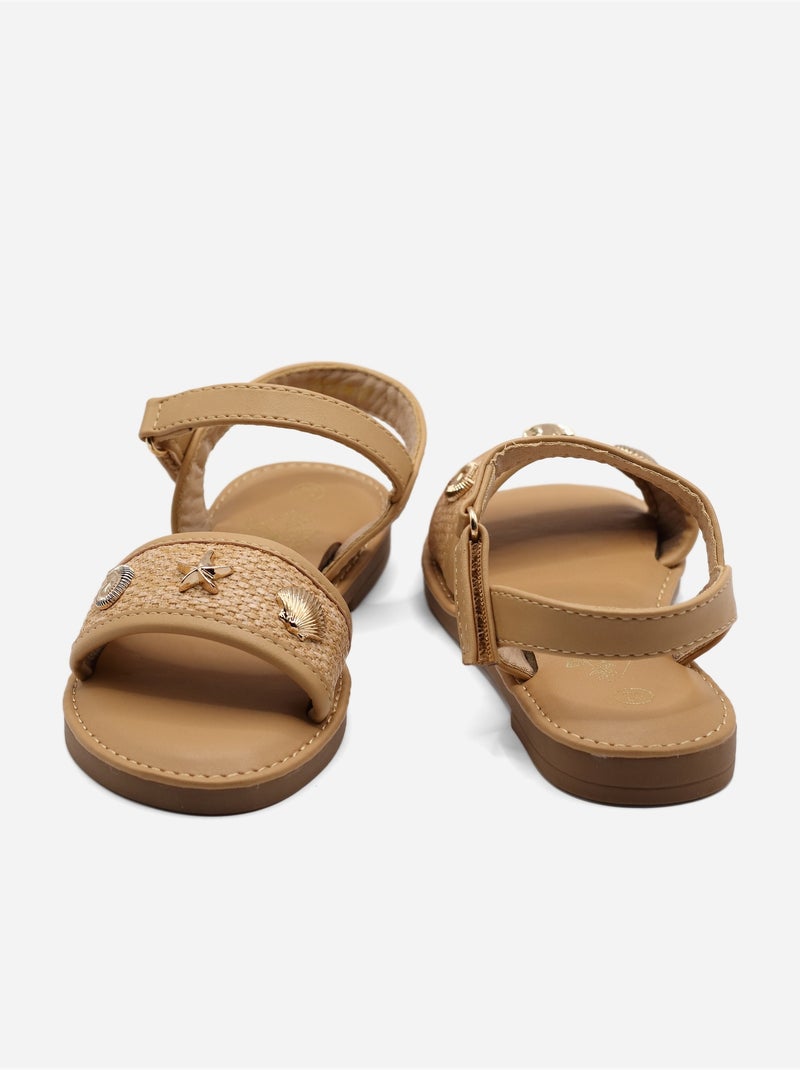 Sandales à scratch Camel - Kiabi