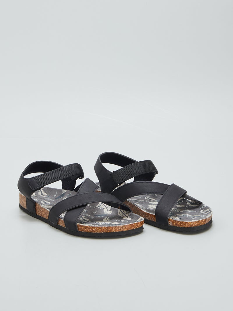 Sandales à scratch Noir - Kiabi