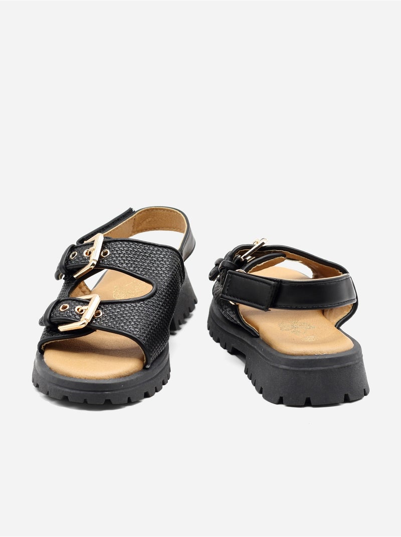 Sandales à scratch Noir - Kiabi
